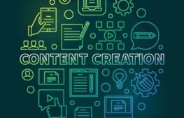 Content Creation vector round colored linear illustration Content Creation vector round colored linear illustration