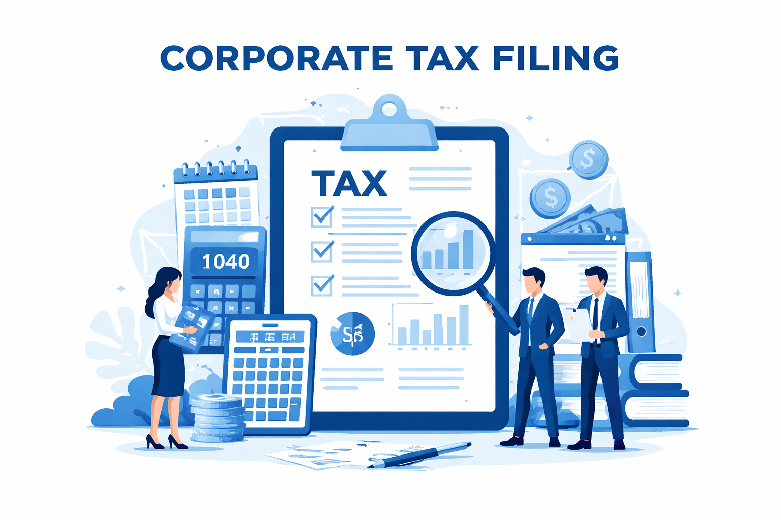 Our experts handle corporate tax filing with precision, ensuring accurate reporting, compliance, and optimized tax management.